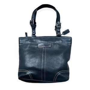 Coach Hamilton Black Pebbled Leather Silver Hardware Double Strap Shoulder Bag